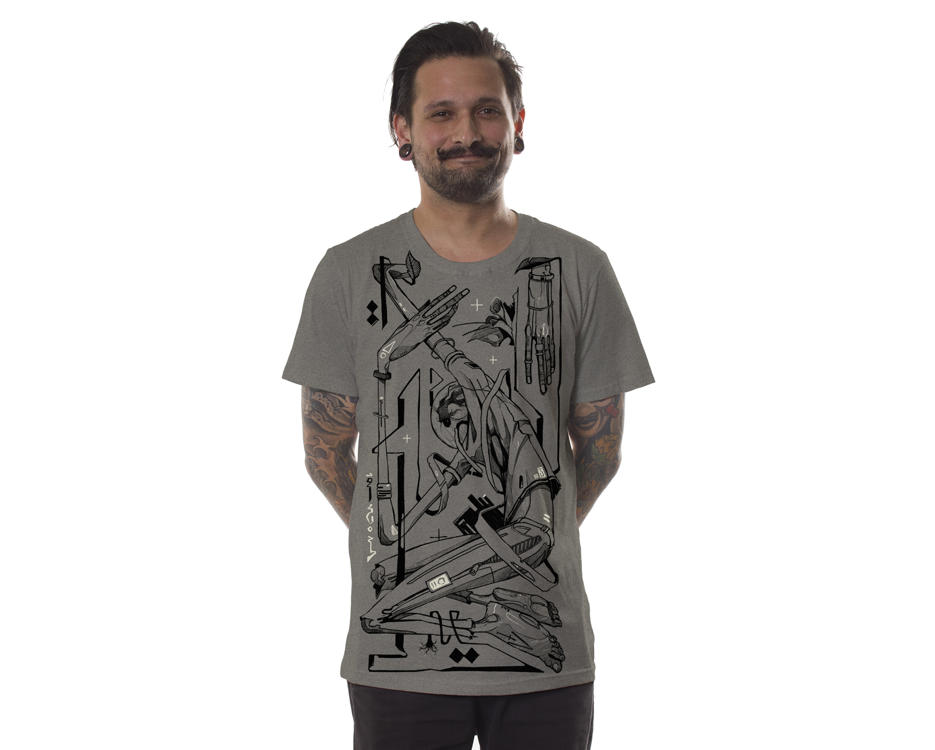Beige Mouline abstract men t-shirt